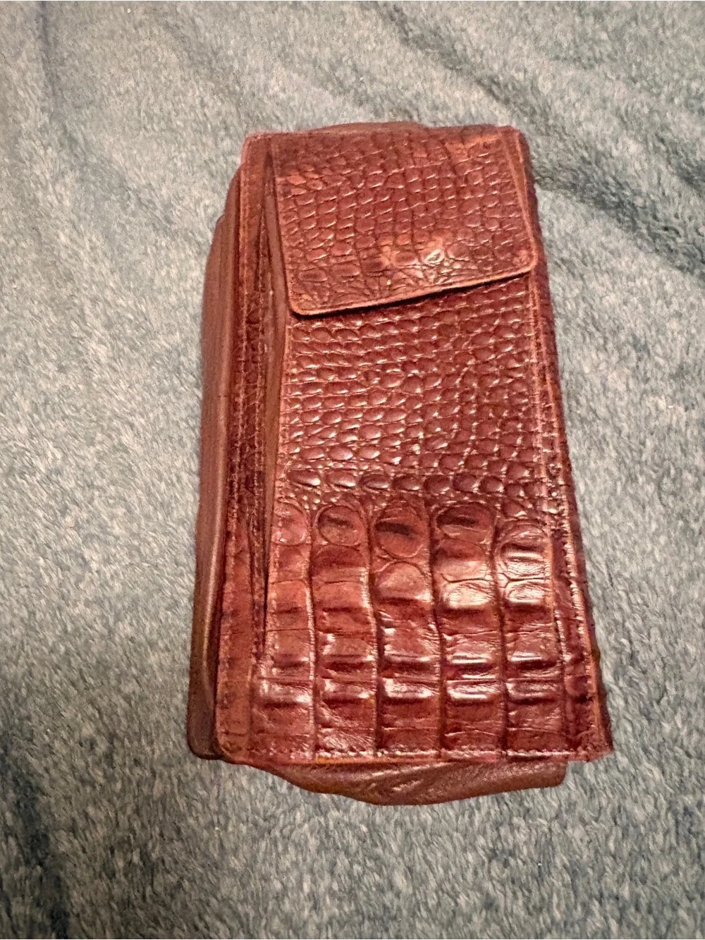 Brighton Gina Croc Leather Organizer Clutch Wallet Brown Rare Vintage Y2K